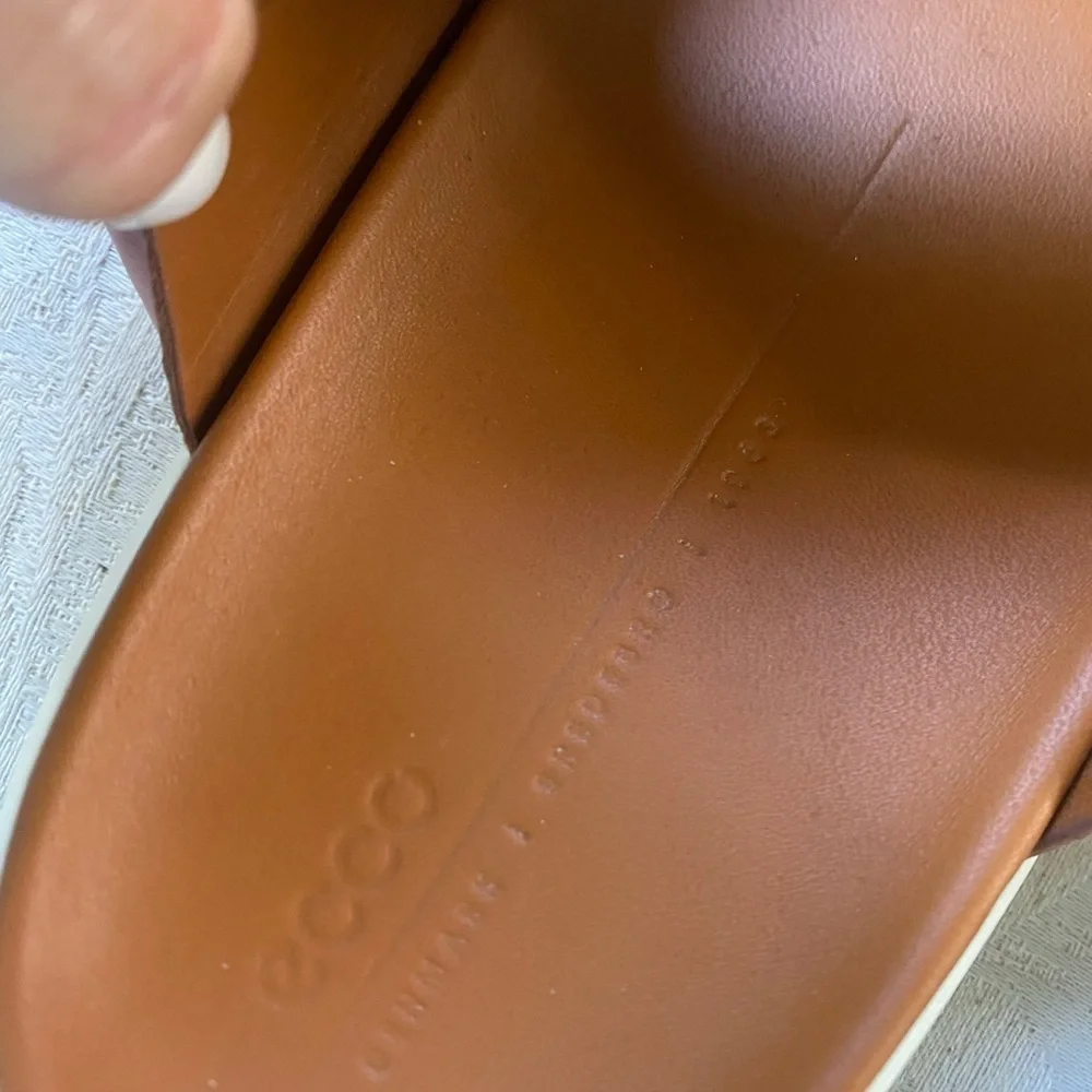 ECCO FLOWT LEATHER SANDAL SLIDE DOUBLE BUCKLE​​​​‎